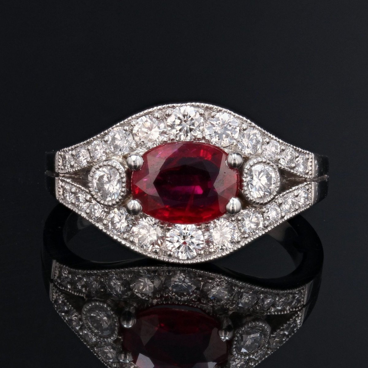 Bague Rubis Et Diamants Platine-photo-3