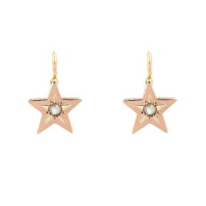 Antique Star Earrings Rose Gold Pearls