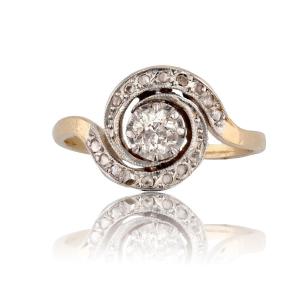 Old Diamond Swirl Ring