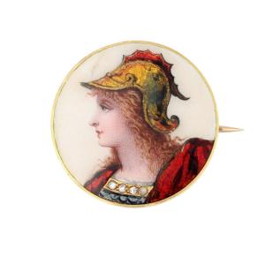 Antique Dressed Enamel Brooch