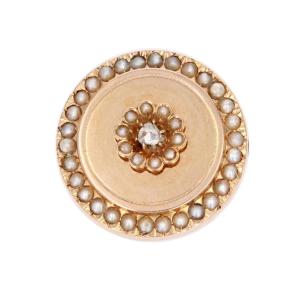 Antique Brooch Rose Gold Fine Pearls And Diamond