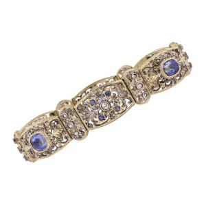 Old Natural Sapphires And Diamonds Lace Bracelet