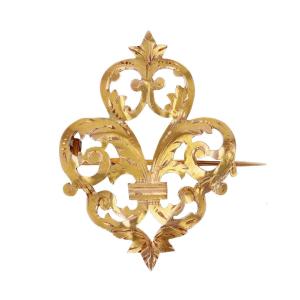 Broche Ancienne Fleur De Lys Or Jaune