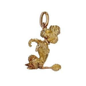 Yellow Gold Sitting Poodle Charm