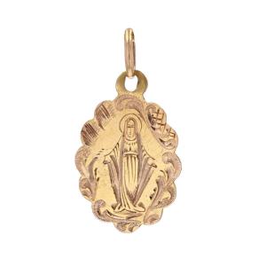 Old Rose Gold Polylobed Chiseled Miraculous Virgin Medal