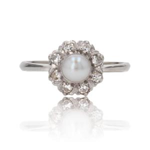 Marguerite Pearl And Diamond Ring