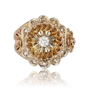 Vintage Rose Gold And Diamond Ring