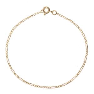 Fin Bracelet Gourmette Alternée Or Jaune