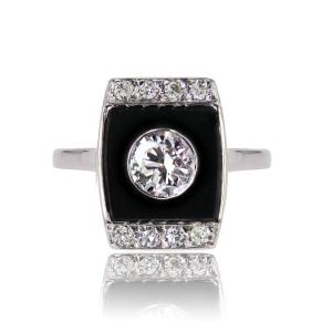 Art Deco Diamond And Onyx Ring