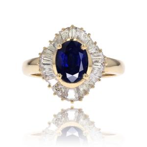 Trapeze Sapphire And Diamond Ring