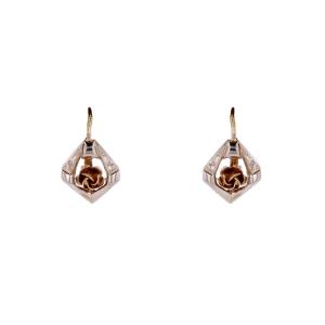 Two-tone Rose Gold Sleeper Earrings