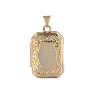 Rectangular Yellow Gold Medallion Pendant