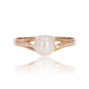 Solitaire Ring Rose Gold Cultured Pearl