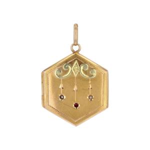 Antique Hexagonal Medallion Pendant