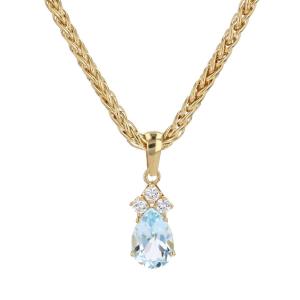 Aquamarine Diamond Yellow Gold Pendant