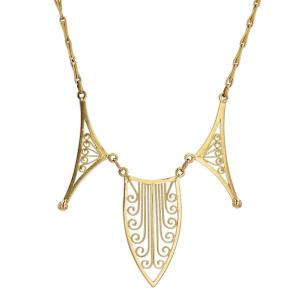 Collier Or Jaune Motif Filigrané