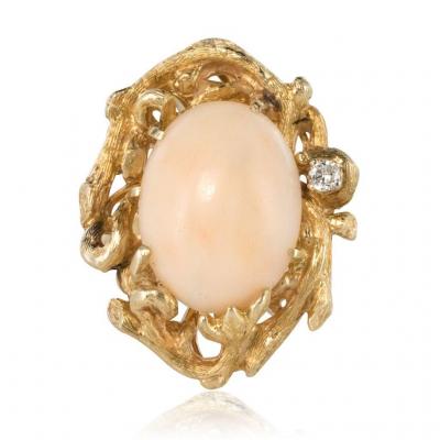 Ring Coral Skin Angel And Diamond