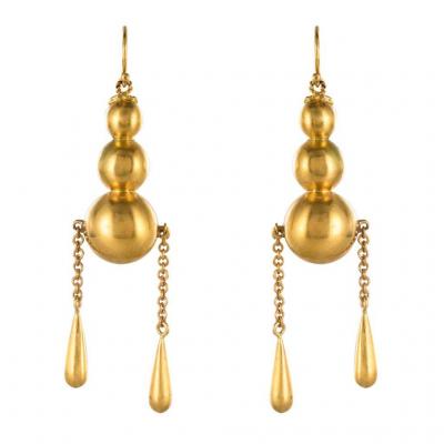 Boucles d'Oreilles Pendantes Perles Et Gouttes d'Or