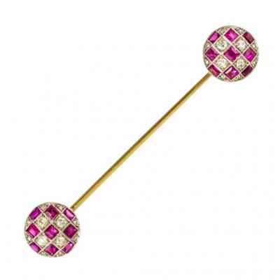 Brooch Pin Ruby Diamonds