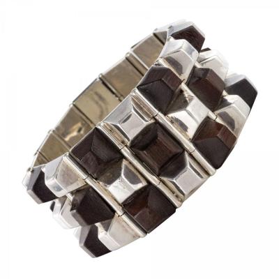 Silver And Rosewood Bracelet