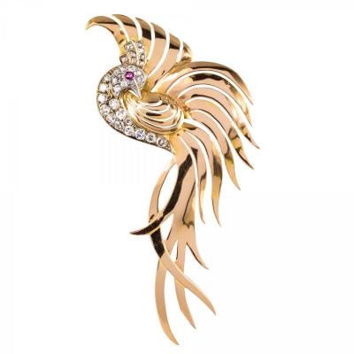 Broche Oiseau De Paradis Diamants