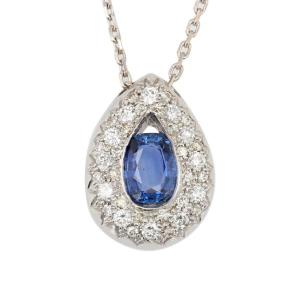 Drop Sapphire Diamond Pendant And Its Chain