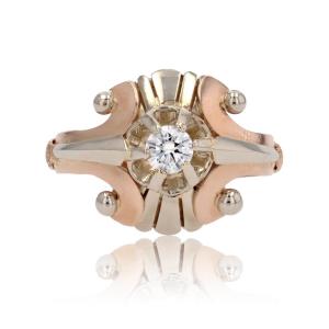 Vintage Ring Rose Gold White Gold Diamond