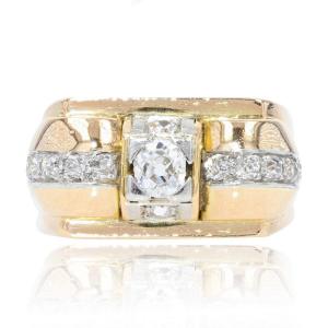 Vintage Tank Yellow Gold Diamond Ring