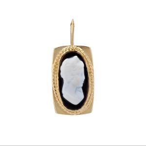 Pendentif En Or Jaune Et Camée Sur Onyx