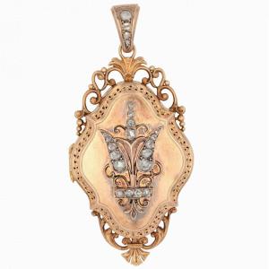 Pendentif Ancien Or Rose Diamants Ouvrant