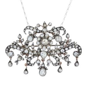 Antique Rose Cut Diamond Pendant Brooch