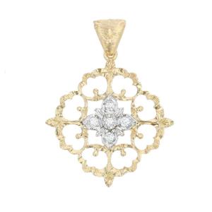 Yellow And White Gold Diamonds Pendant Arabesques