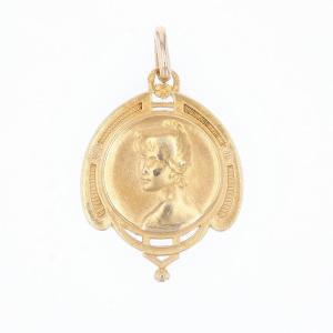 Old Medal Portrait Of Woman