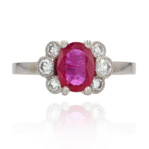 Bague De Fiançailles Rubis Et Diamants