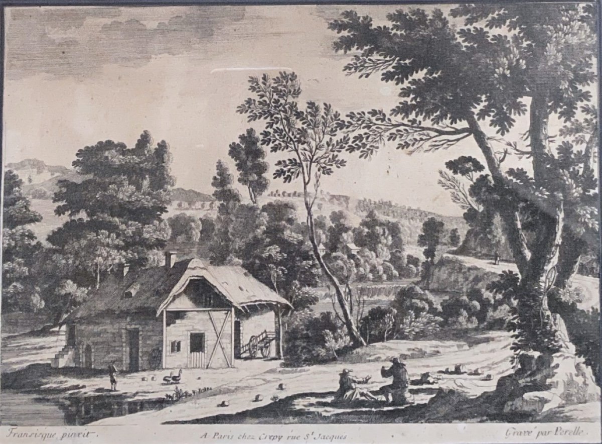Landscape Print By Francisque Millet And Gabriel Perelle 1604-1677 Engraver-photo-6