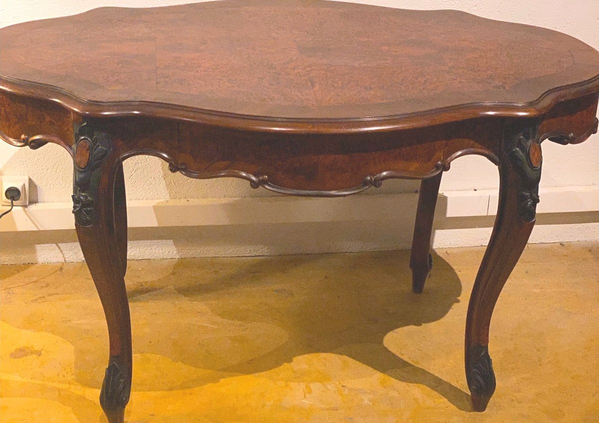 Napoleon III Living Room Violin Table In Rosewood With Two Drawers XIX