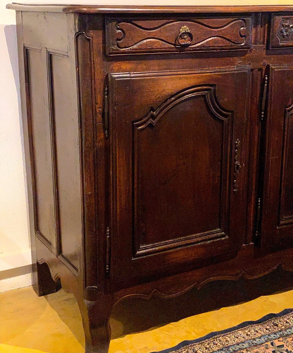 Chateau Sideboard Early 18th Century With Three Carved Drawers And Three Molded Doors-photo-4