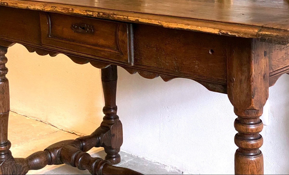 Louis XIII Period Desk Table In Chestnut-photo-1