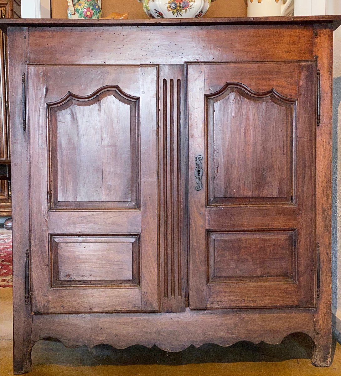 Provençal Wardrobe In Solid Wood Early 18th Century With Two Doors With Molded Panels-photo-2