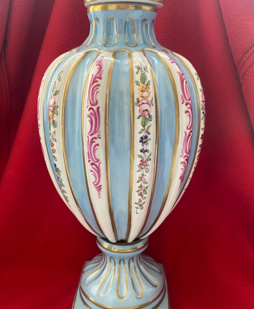 Vase In Porcelaine  Bleu De Sevres Of The Manufacture  Locré De Roissy Paris XVIII Th  Marks -photo-4