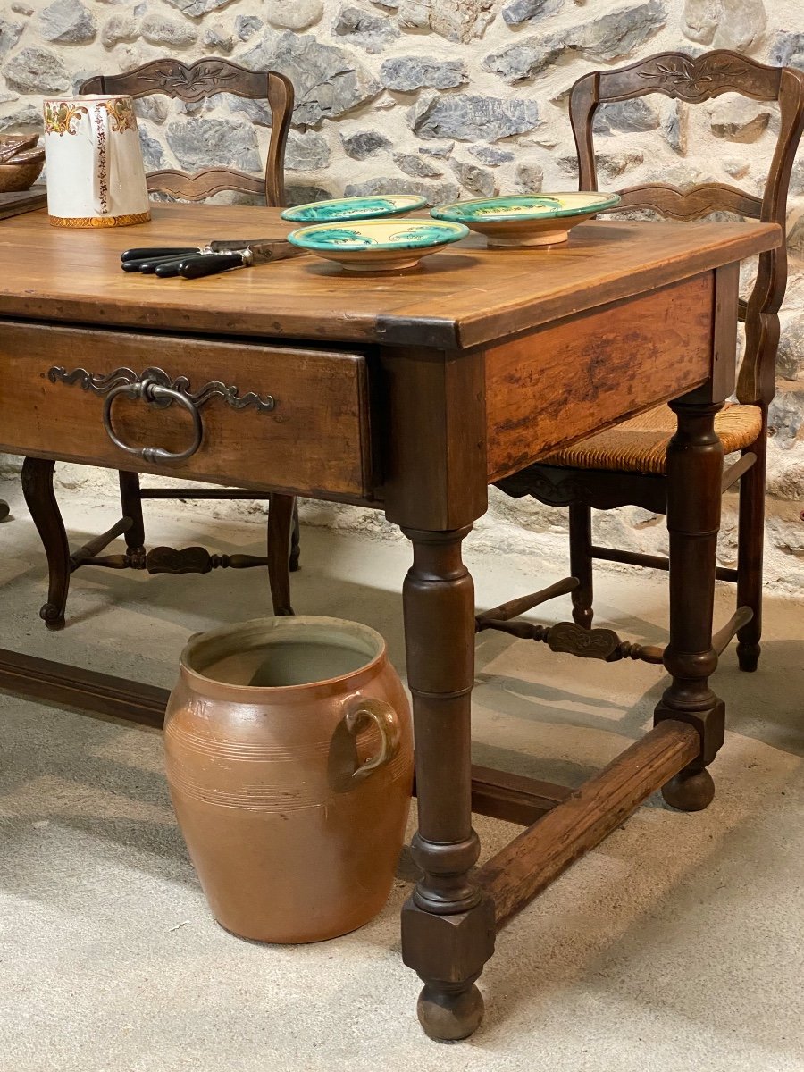 Kitchen Table In Solid Cherry With Three Drawers XVIII-photo-2