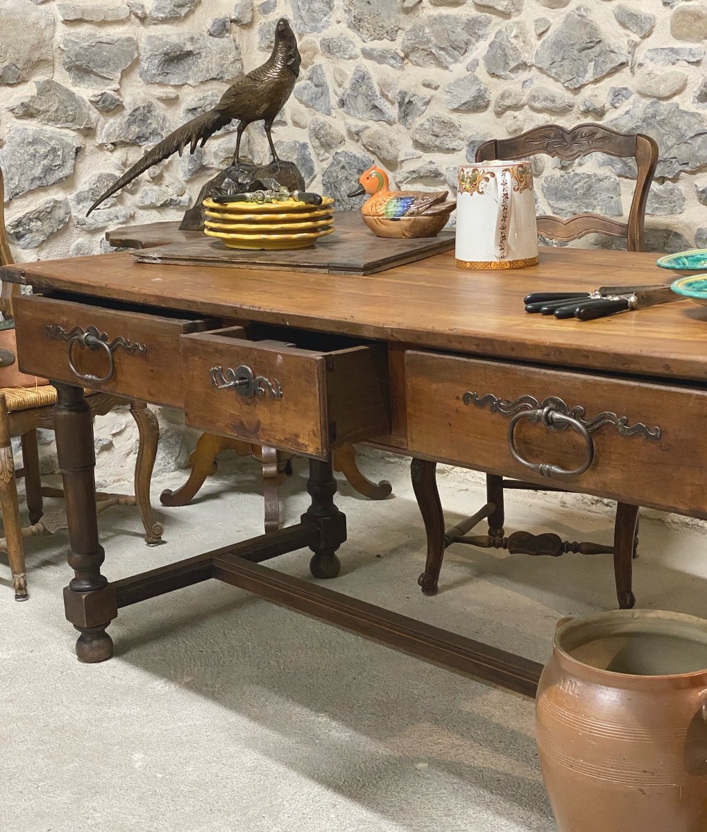 Kitchen Table In Solid Cherry With Three Drawers XVIII-photo-3