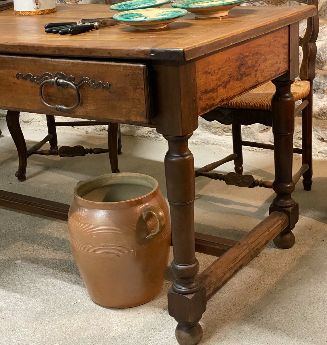 Kitchen Table In Solid Cherry With Three Drawers XVIII-photo-5