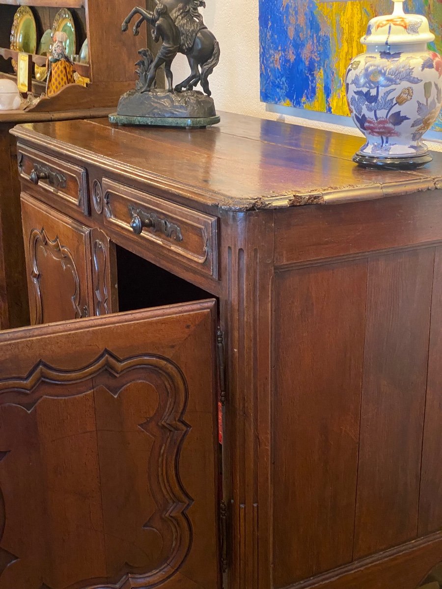 Buffet. In Solid Walnut With Two Leaves Two Drawers Period XVIII Eme-photo-3