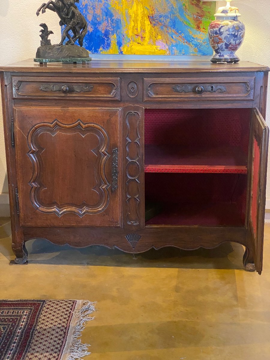 Buffet. In Solid Walnut With Two Leaves Two Drawers Period XVIII Eme-photo-8