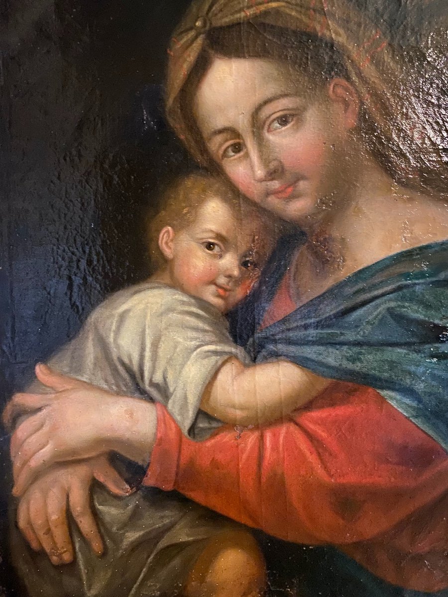 Painting Of The Virgin And Child         XVIIth Century       After Raphael