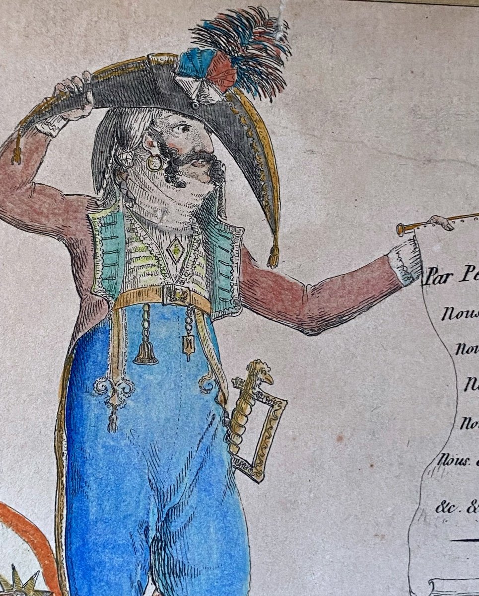 Estampe Peinte  La Vaccine En Voyage      Chez  Depeuille   Graveur  à Paris  1795/ 1800-photo-2