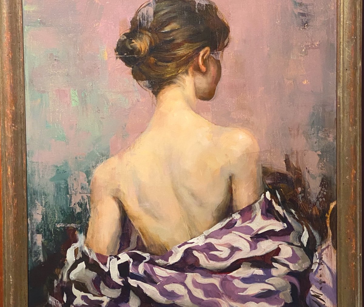 Hst Portrait Of Woman Seen From The Back In The Impressionist Style Signed Elena Mashajeva-photo-4
