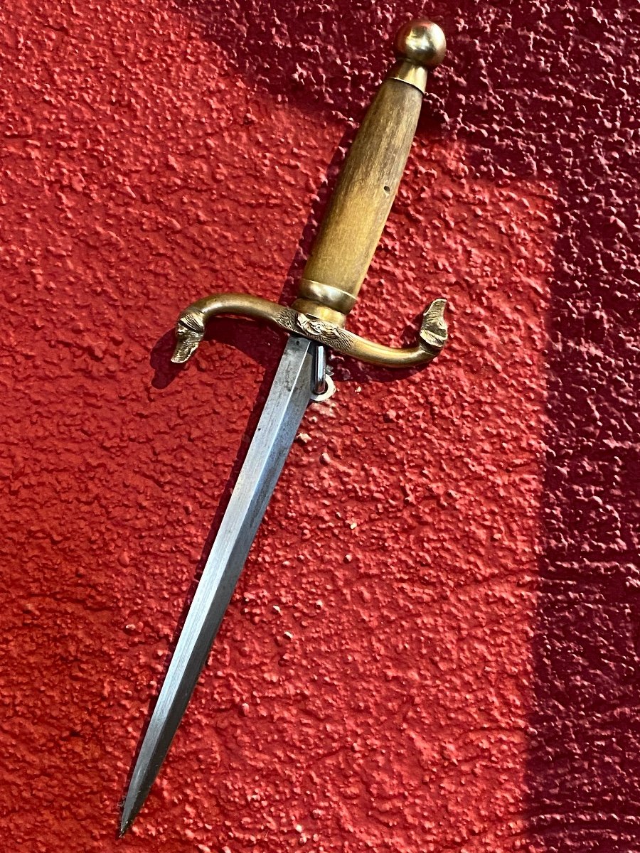 Venerie Dagger 19th Century With Its Scabbard, Horn Handle On Decorated Reversed Quillon-photo-2
