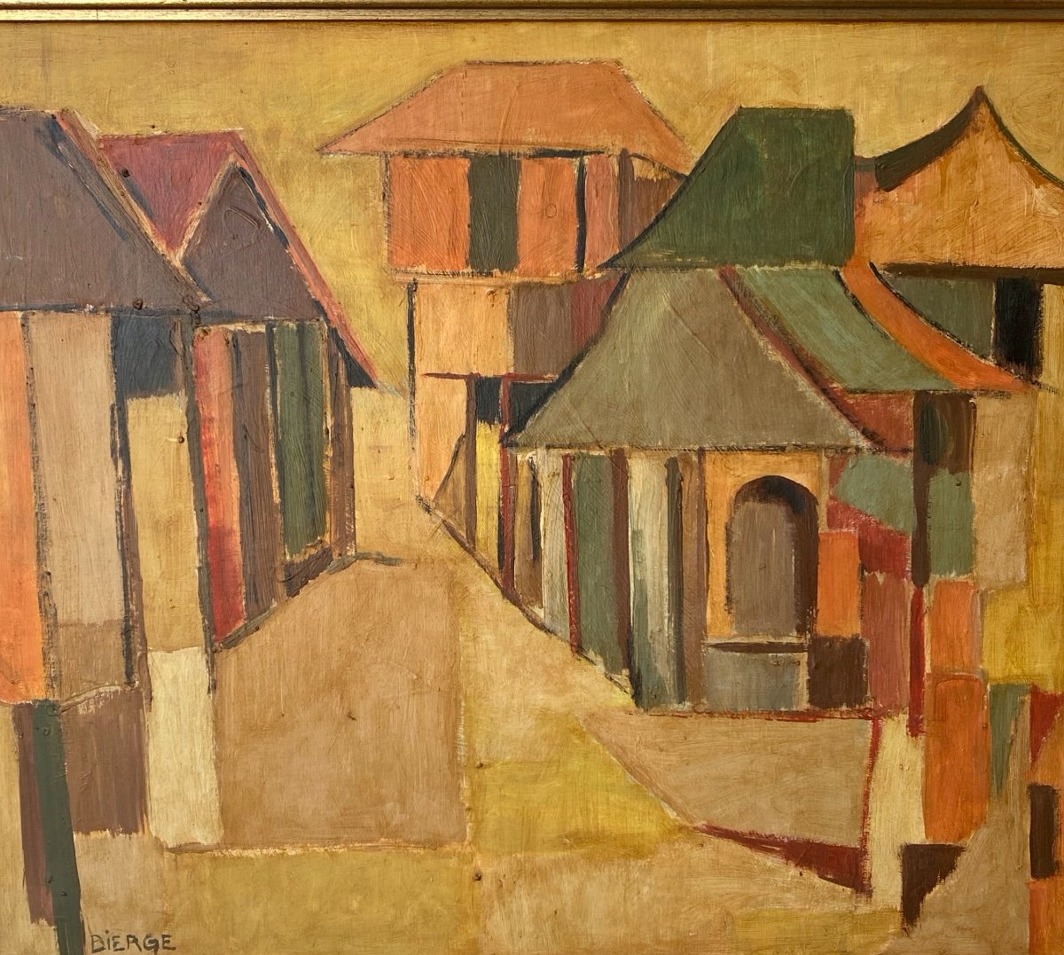 Composition  Géometrique   Huile Sur Toile  Signé  Bierge  1922-1991